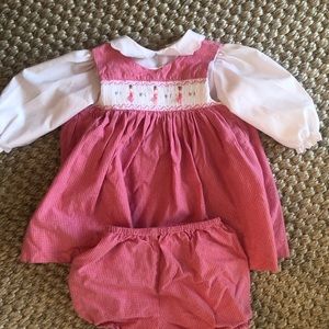 Pink smocked bloomer set